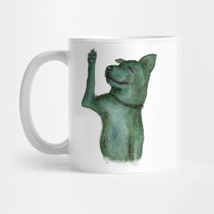 Waving Green Dog - Hand Painted Watercolour Mug